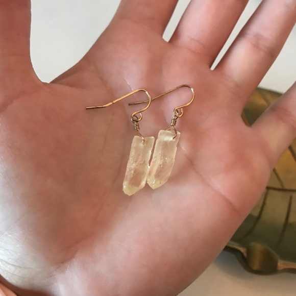 Crystal / Geode Dangle Earrings - Picture 3 of 3